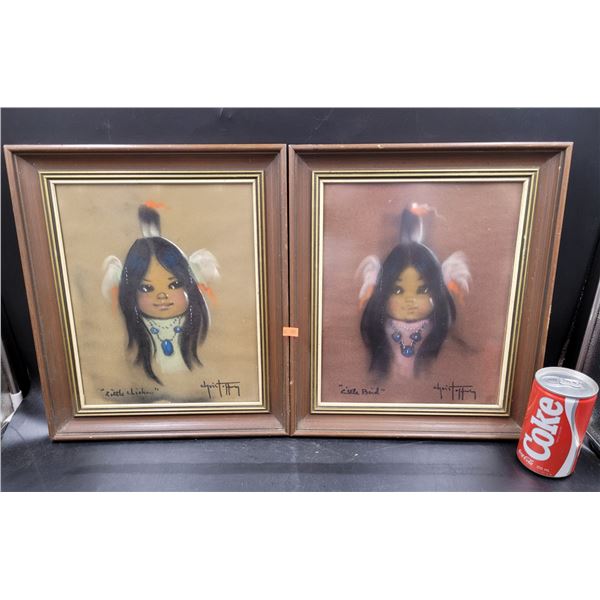Pair Of Framed Native Signed Oil Paintings