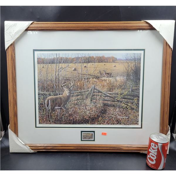 Framed Paul Rankin Deer & Landscape Print w/ Stamp 312/950