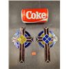 Image 1 : Pair Of Stained Glass & Leaded Crosses