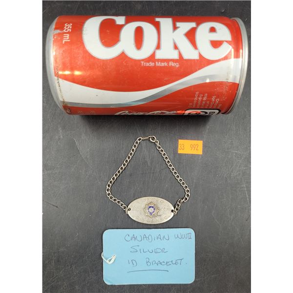 Canadian WW2 Silver ID Bracelet