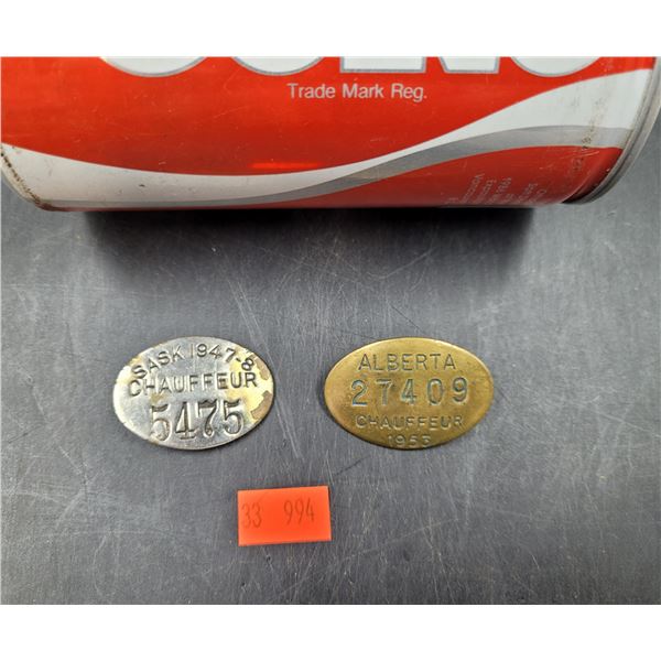 Saskatchewan & Alberta Chauffeur Badges
