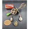 Vintage Mixing Tool & 3 Stainless Steel Tea Strainers