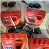 Image 2 : LOT OF MILWAUKEE M12, DEWALT AND CRAFTSMAN CHARGERS ALL WORKING