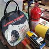 Image 2 : 2 FIRE EXTINGUISHERS, AIR INFLATOR, TIRE CHAINS AND DRILL PUMP