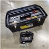 Image 1 : PLASTIC TOOL BOX, ASSORTED HAND TOOLS AND JIGSAW