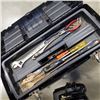 Image 2 : PLASTIC TOOL BOX, ASSORTED HAND TOOLS AND JIGSAW