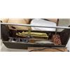 Image 2 : VINTAGE CARPENTERS TOOL TOTE WITH ASSORTED TOOLS AND SMALL DOLLY