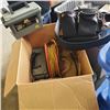 Image 1 : BOX OF EXTENTION CORD, TOOL BELT, PLANO FILED BOXES AND MORE