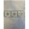Image 1 : 3 CANADIAN SILVER 10 CENT KING GEORGE VI 1949, 1950, 1951 .800 SILVER