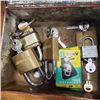 Image 2 : ASSORTED PADLOCKS WITH KEYS IN VINTAGE TIN