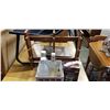 Image 1 : BOX OF GLASS BOTTLES, SMALL SLOT MACHINE AND WOODEN RACK