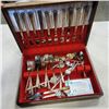 Image 1 : VINTAGE 1847 INTERNATIONAL CUTLERY SET, VERY UNIQUE ORNATE HANDLES, IN CASE