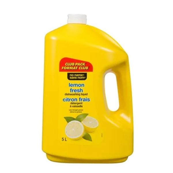 NEW CASE OF NO NAME LEMON FRESH DISH LIQUID - 2 5L JUGS PER CASE
