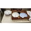 Image 1 : ANTIQUE SERVING DISHES AND PLATTER, AND GLASS ASHTRAY