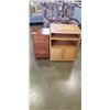 Image 1 : ROLLING WOOD SHELF AND 3 DRAWER CABINET