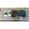 Image 1 : 2 NEW TOUCH FREE DISPENSERS, 2 WALL MOUNT SOAP DISPENSERS, AND 3 HANGING FOLDABLE COSMETICS TRAVEL B