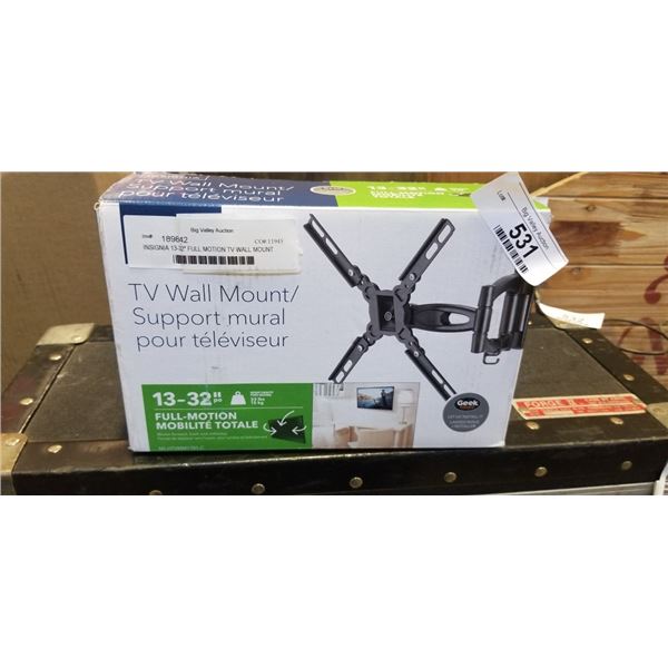 INSIGNIA 13-32" FULL MOTION TV WALL MOUNT, RETAIL $69