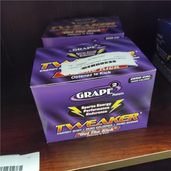 2 BOXES OF 12 SUGAR FREE TWEAKERS ENERGY SHOTS GRAPE FLAVOR BB 07/24