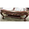 Image 2 : CARVED ROSEWOOD INLAID MARBLE COFFE TABLE, 40 INCH LONG, 19 INCH WIDE