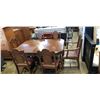 Image 1 : ANTIQUE DINING TABLE AND 6 LEATHER SEAT CHAIRS