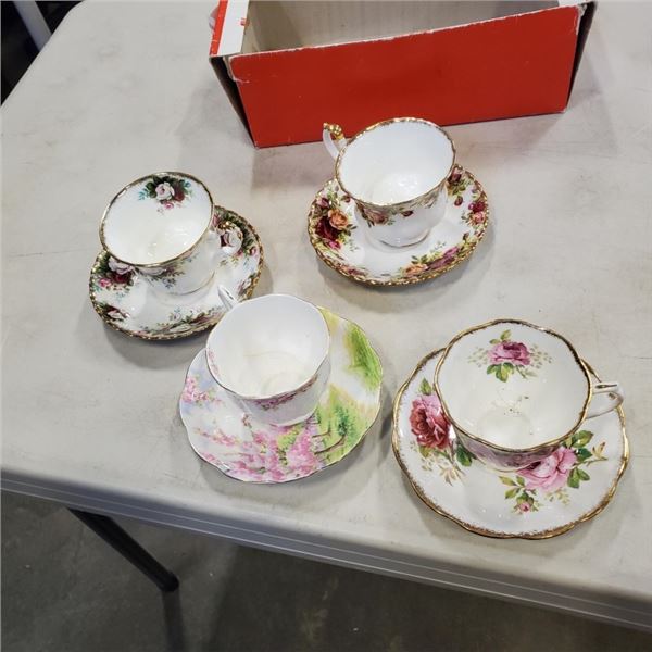 4 ROYAL ALBERT CUPS AND SAUCERS