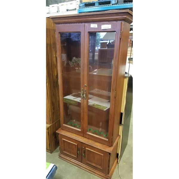 6FT DOUBLE GLASS DOOR, GUN CABINET, WITH KEY AND LIGHT