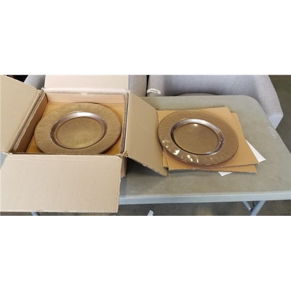 CASE OF NEW BROWN GLASS 13  CHARGER PLATES
