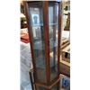 Image 2 : WOOD DISPLAY CABINET WITH WOOD SHELVES AND LIGHT