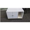 Image 1 : WHITE MODERN MEDIA CABINET WITH GOLD METAL BASE