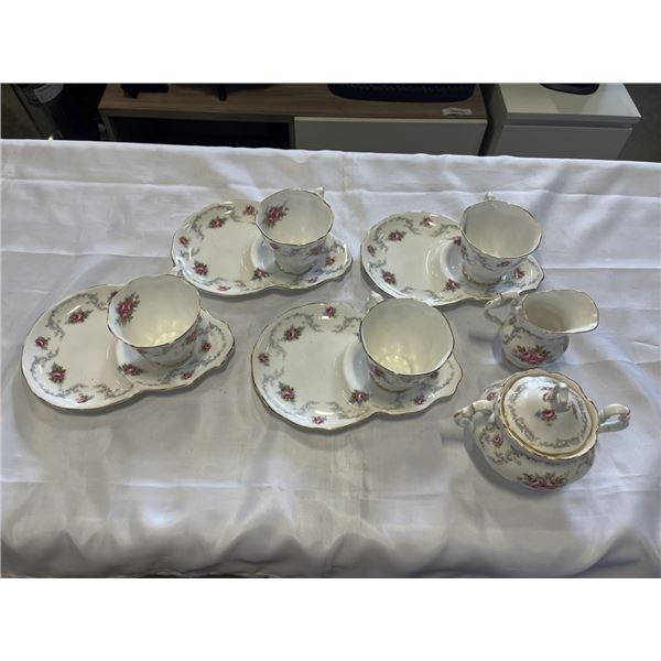 ROYAL ALBERT TRANQUILITY LUNCHEON SETS WITH CREAM AND SUGAR