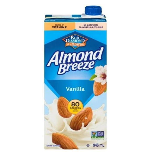 3 CASES ALMOND BREEZE VANILLA ALMOND MILK - 12  32OZ CARTONS PER CASE, 36 CARTONS TOTAL, BEST BEFORE