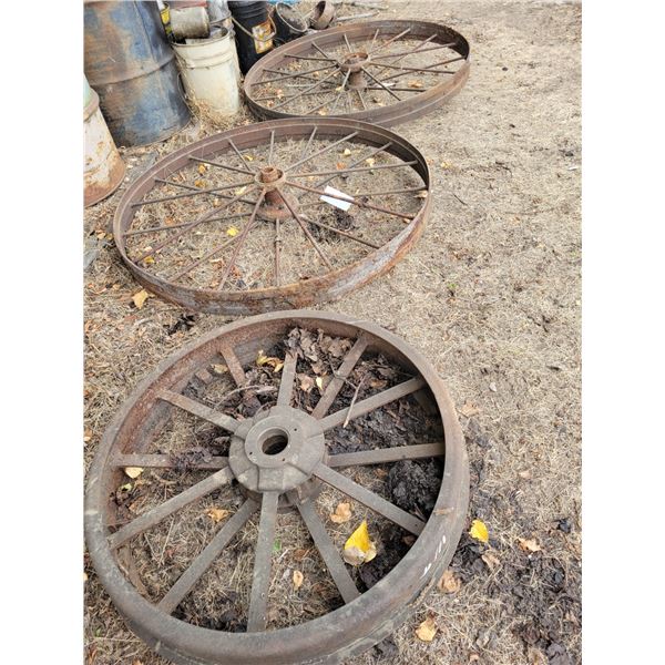 3- Antique steel wheels