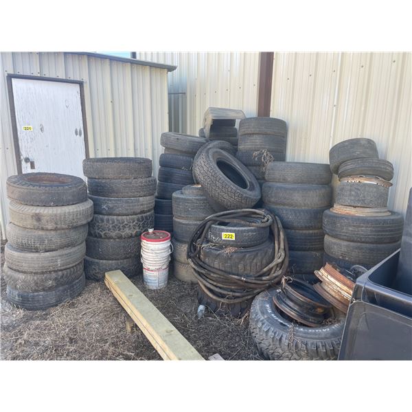 Qty of various size tires, some with rims