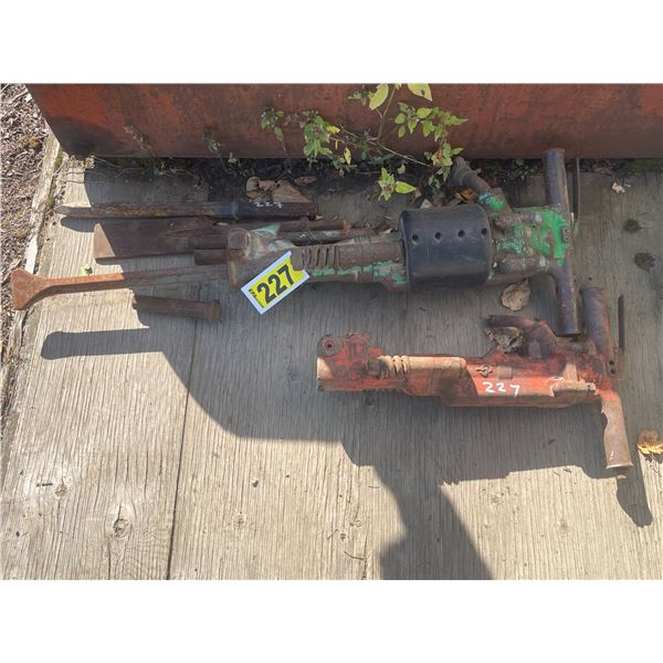 Pair of air powered jack hammers & bits