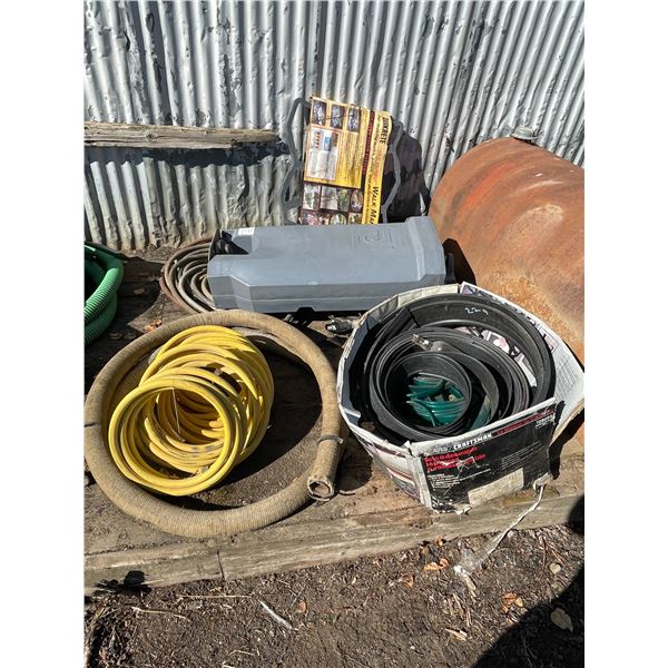 Misc. hose, garden edging & porta potty sink