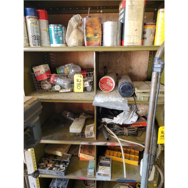Misc. items, spray paint, elec. Heater, rivets