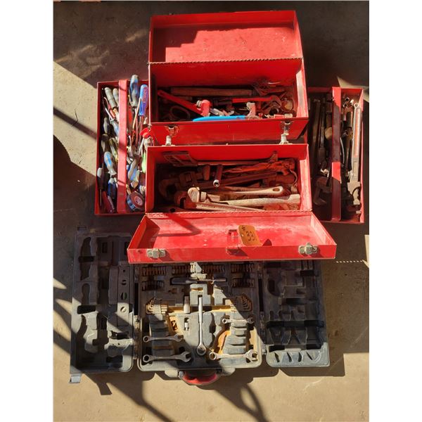 Wrenches, tools c/w tool boxes