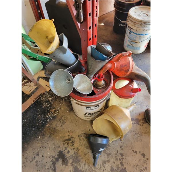 Qty of oil funnels, containers, oil filter removals etc.