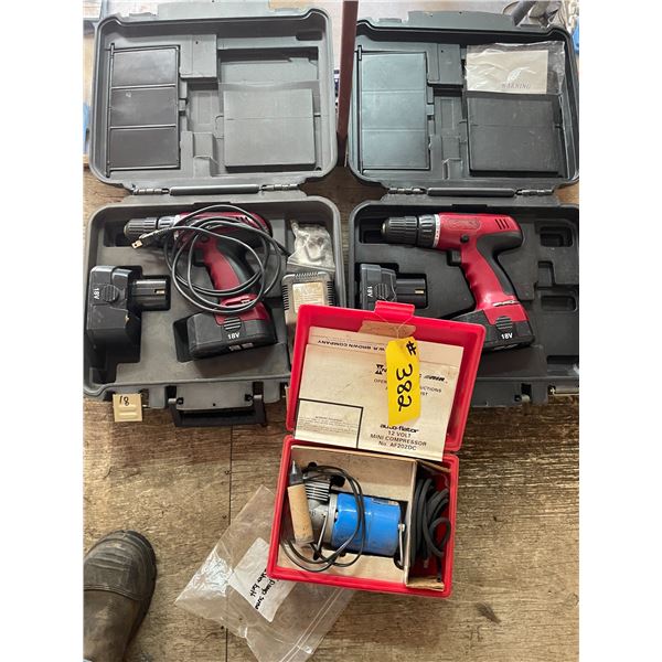 New sump pump, 2- drills, mini compressor