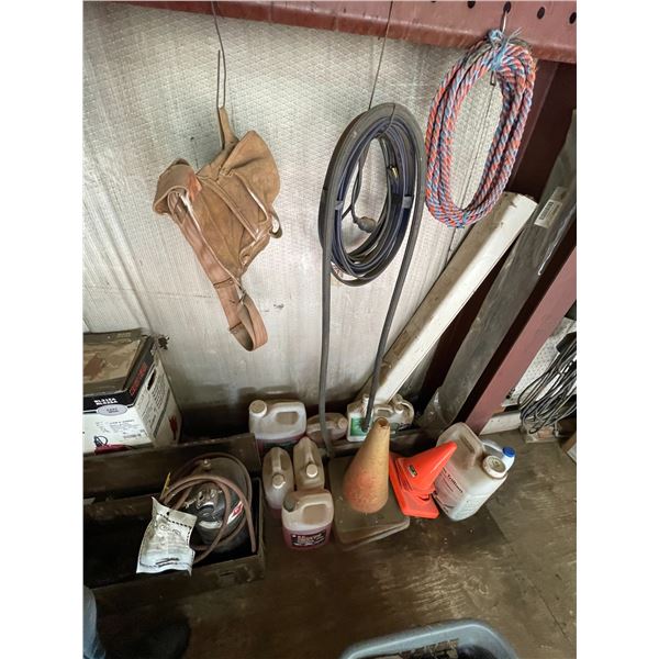 Traffic cones, acetylene tank sump pump