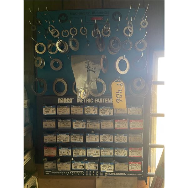 Machinery bushings rack & contents washers & bolts