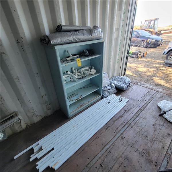 Cargo tent c/w poles, parts & metal shelf