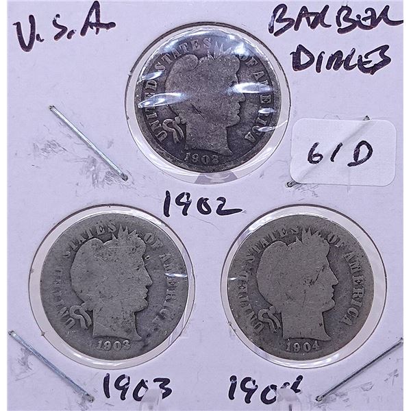 1902, 1903, 1904 Barber Dime