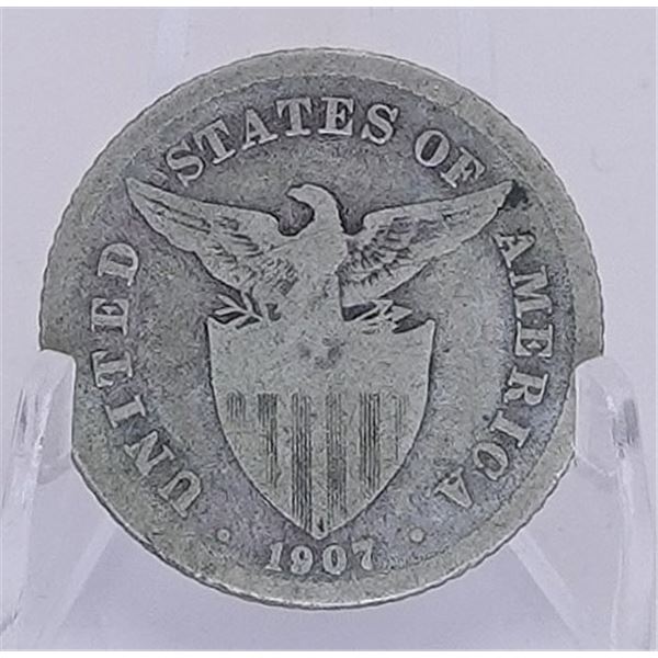 1907 Twenty Centavos Filipinas Silver Coin