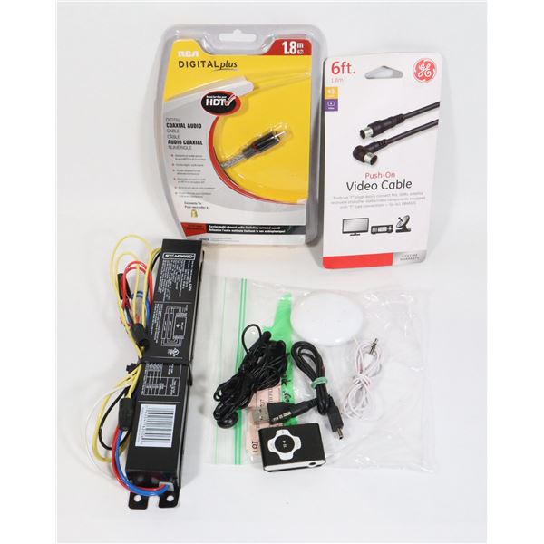 BOX OF ASSORTED ELECTRONICS INCLUDING MP3 PLAYER