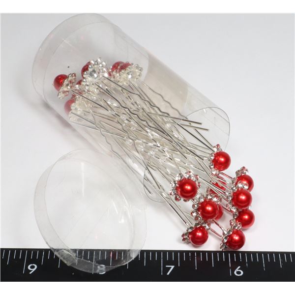 NEW FAUX PEARL AND RHINESTONE FLOWER HAIR PINS