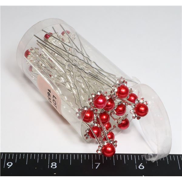 NEW FAUX PEARL AND RHINESTONE FLOWER HAIR PINS