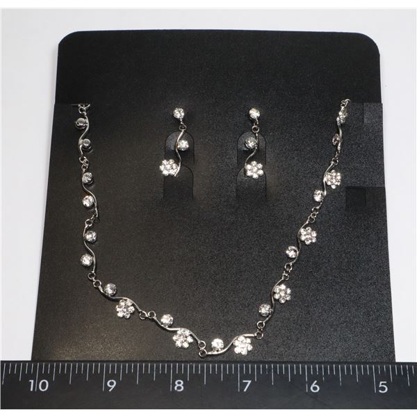 NEW SILVER TONE FLOWER BRANCH DESIGN RHINESTONE