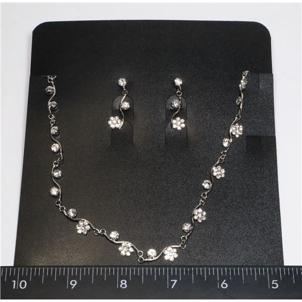 NEW SILVER TONE FLOWER BRANCH DESIGN RHINESTONE