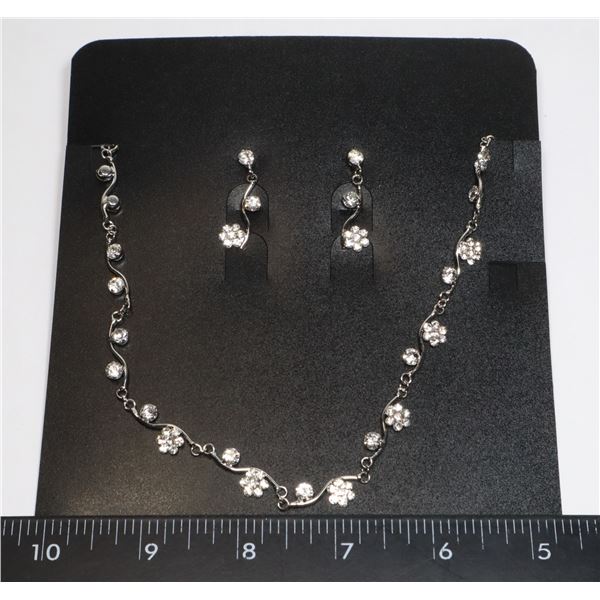 NEW SILVER TONE FLOWER BRANCH DESIGN RHINESTONE